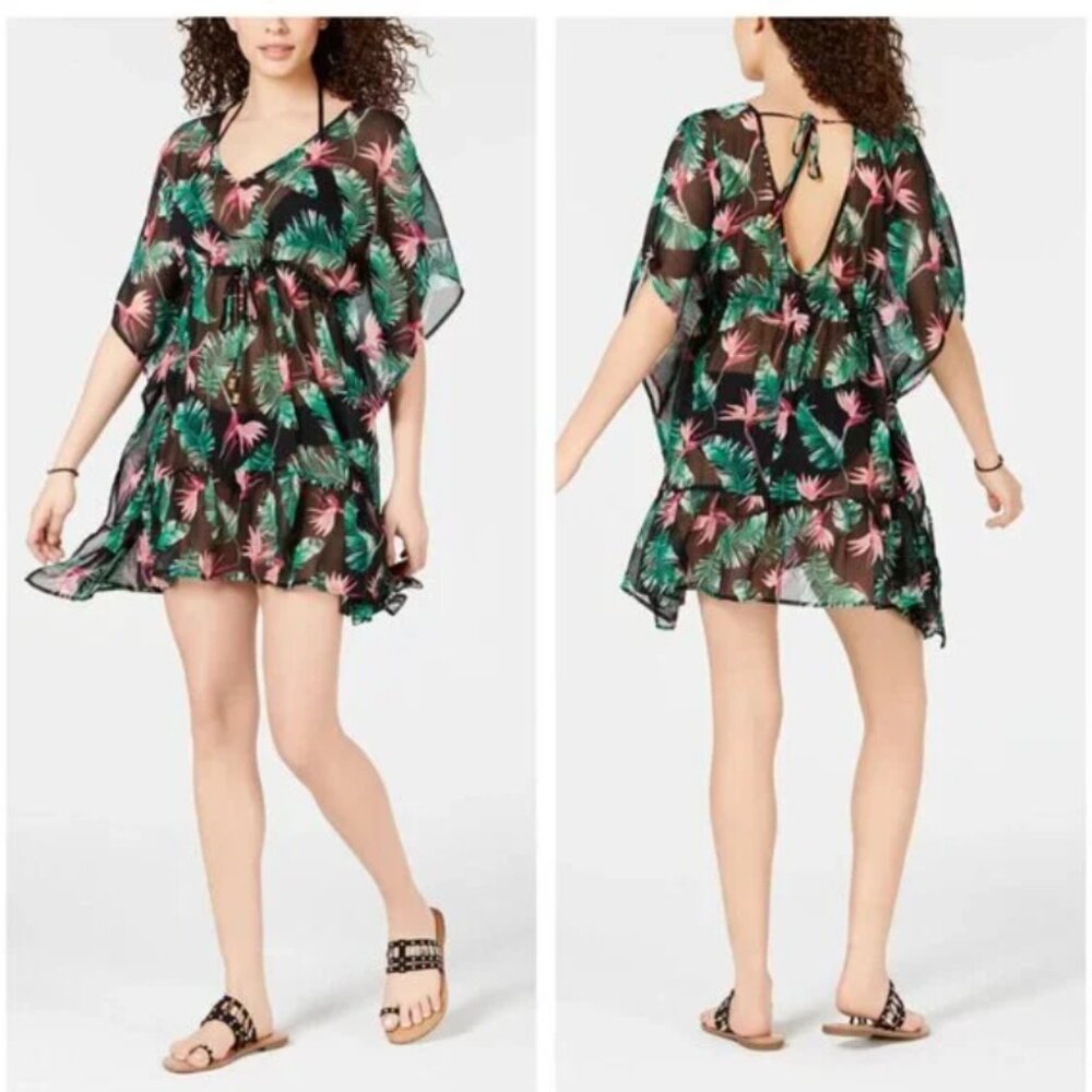 Miken Women's Ruffle Hem Caftan Swim Cover-Up XS